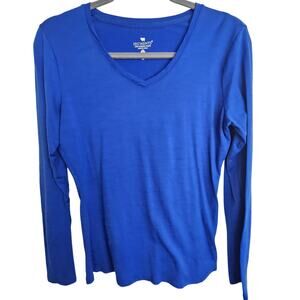 Segments Merino Wool Top Women M Blue Base Layer Gorpcore Ski Shirt Outdoor